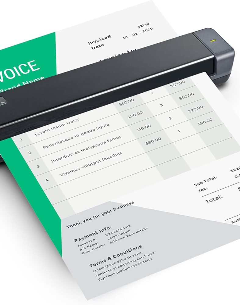 Plustek Mobile Scanner S410 Plus - Portable Sheet-Fed Document Scanner - for Windows 7 / 8 / 10 / 11, Featuring Button-Free Scanning with Included OCR Software