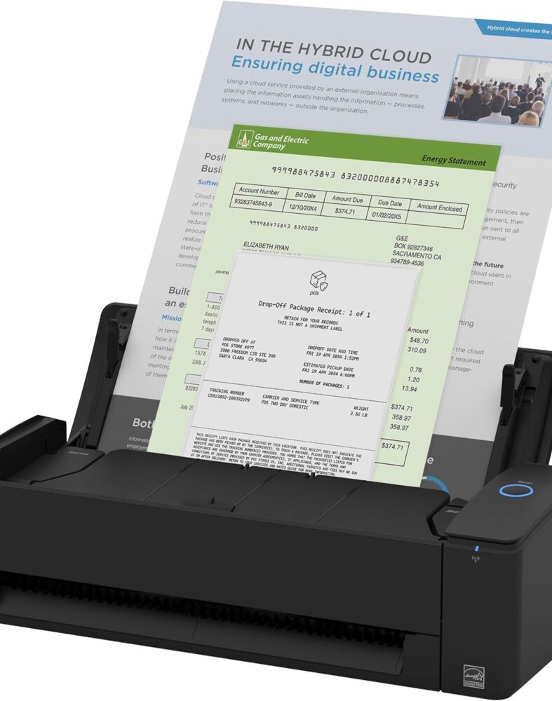 ScanSnap iX1300 Wireless or USB Double-Sided Color Document Scanner, White