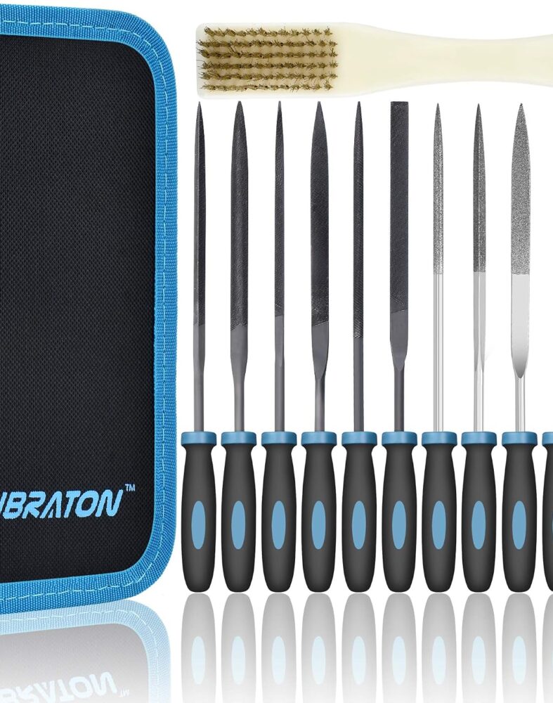 LIBRATON 13PCS Small Needle Files Set, 6 Carbon Steel & 6 Diamond File Set